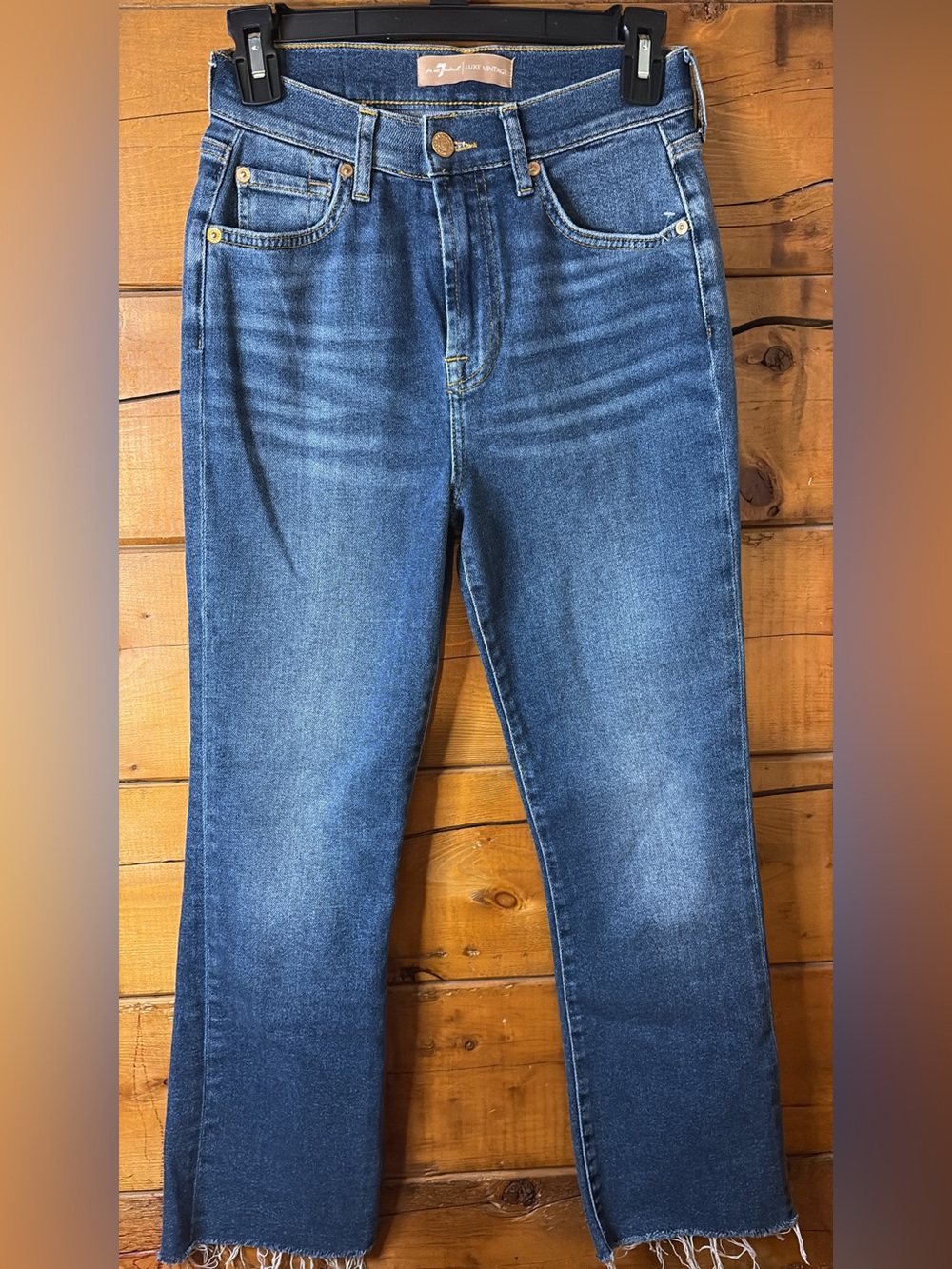 7 For All Mankind luxe vintage high waist slim kick Straight Leg Jeans size 27